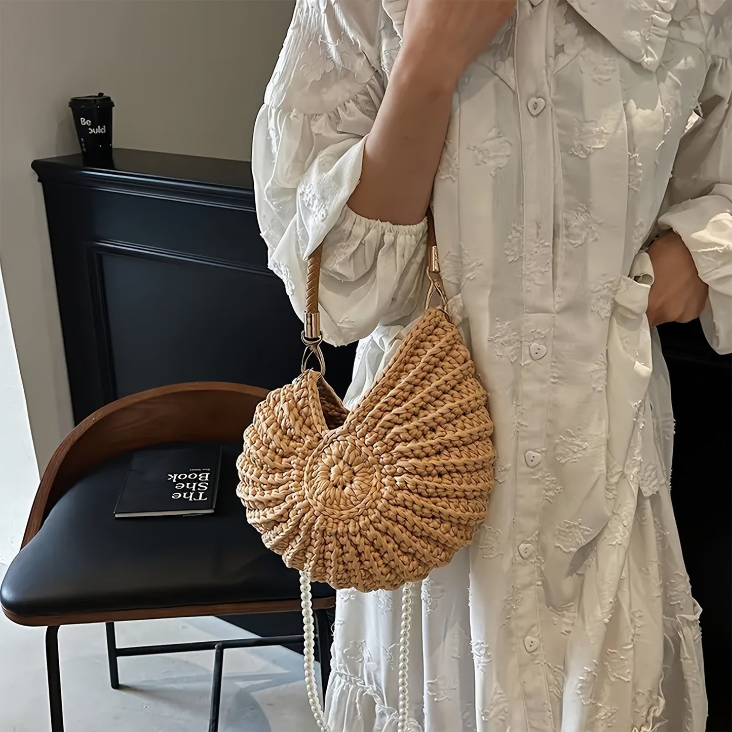 TEA - BOLSO TOTE TEJIDO CON ASA DE CADENA