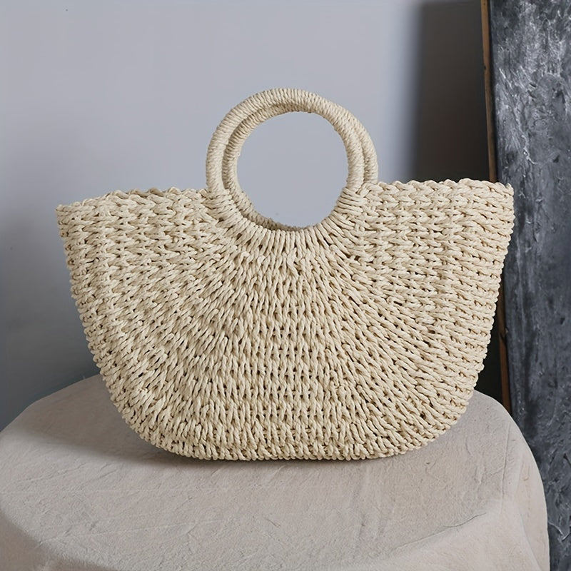OTTAVIA - BOLSO TEJIDO MEDIA LUNA DE PAJA