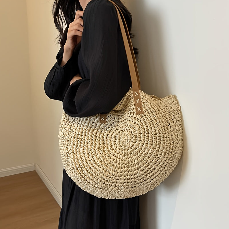 LISA - BOLSO TEJIDO REDONDO DE PAJA