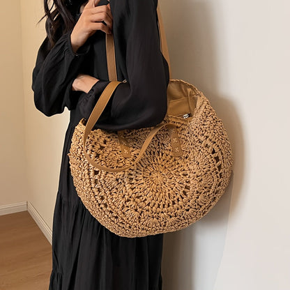 LOLA - BOLSO TEJIDO REDONDO CON MOTIVO