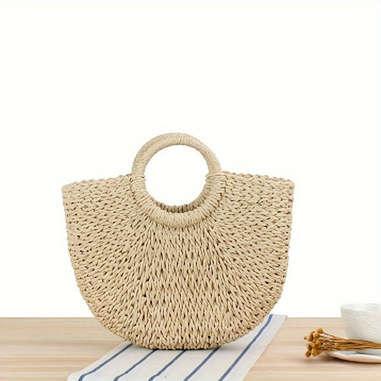 OTTAVIA - BOLSO TEJIDO MEDIA LUNA DE PAJA
