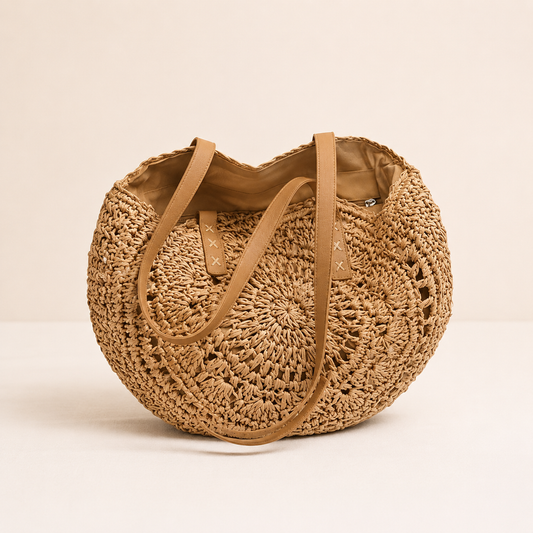 LOLA - BOLSO TEJIDO REDONDO CON MOTIVO