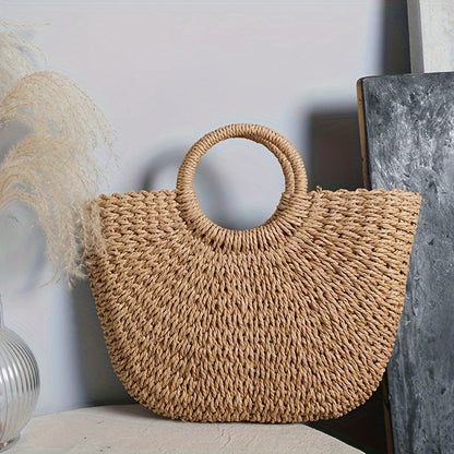SERENELLA - BOLSO TEJIDO MEDIA LUNA DE PAJA