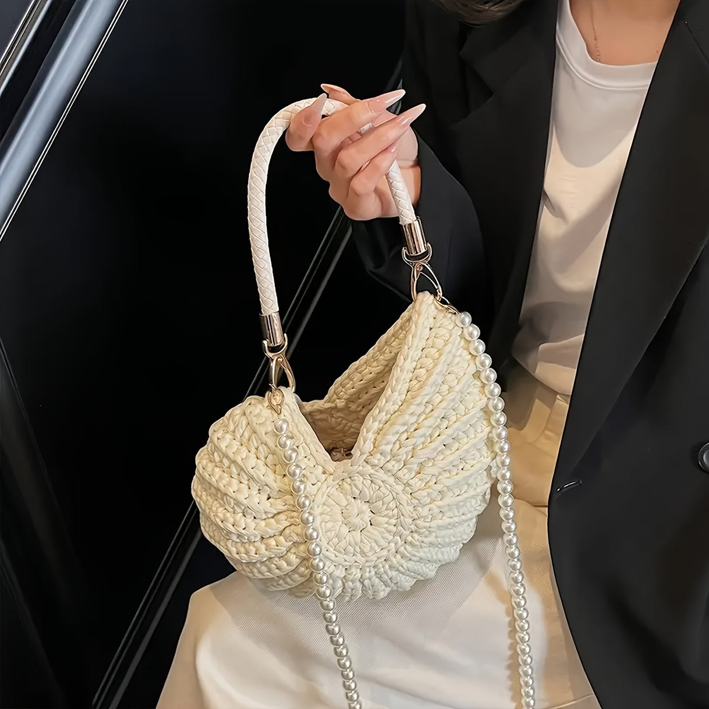 TAMARA - BOLSO TOTE TEJIDO CON ASA DE CADENA